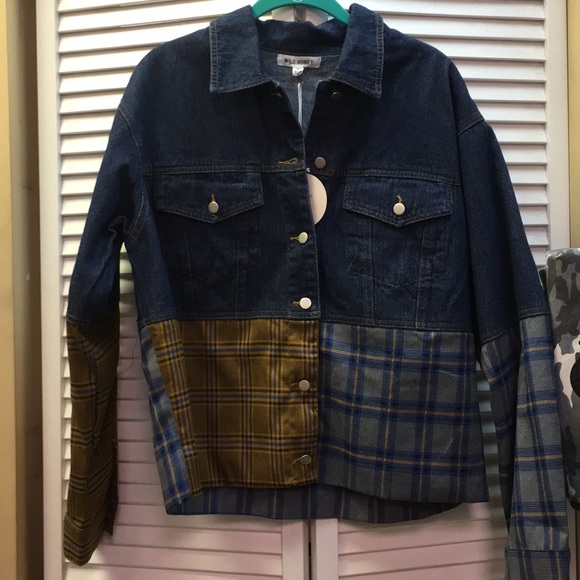 Honey Punch Jackets & Coats Nwt Honey Punch Denim Patch Jacket
